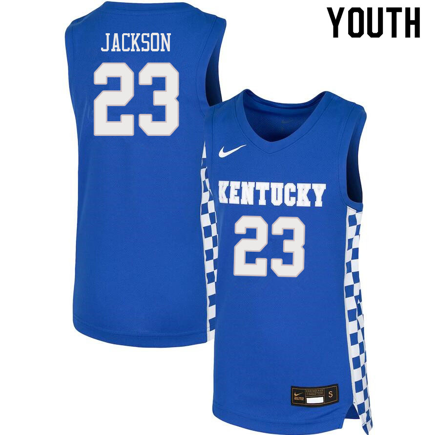 Youth #23 Isaiah Jackson Kentucky Wildcats College Basketball Jerseys Sale-Blue - Click Image to Close